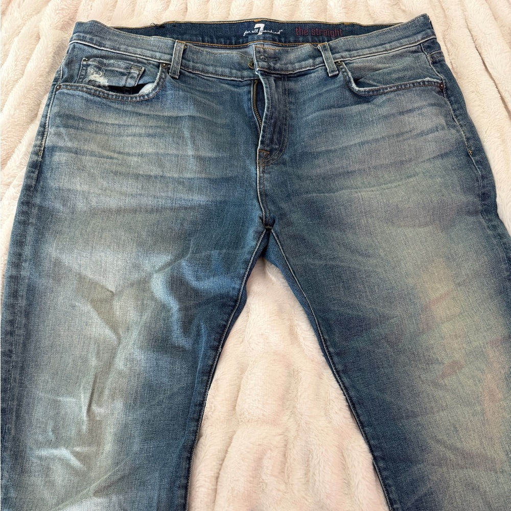 7 For All Mankind Light Blue Straight Leg Jeans size 40